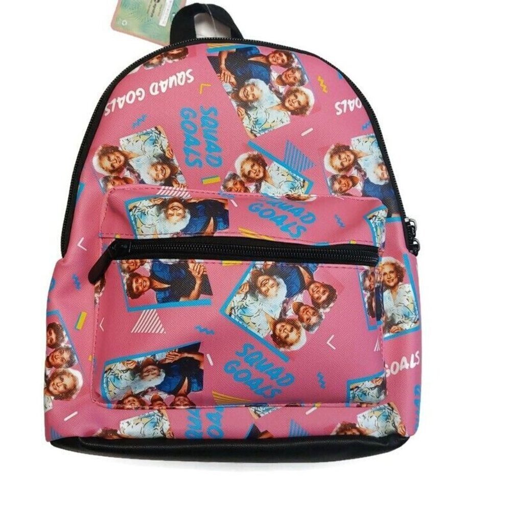 Bioworld The Golden Girls MINI Backpack Squad Goals Pink Multi-Color 11" x 9"